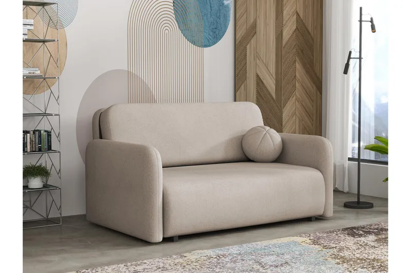 Ajmeri Bäddsoffa 3-sits i Plysch - Beige - Möbler - Soffa - Bäddsoffa