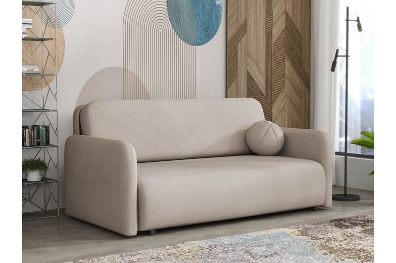 Ajmeri Bäddsoffa 3-sits i Plysch - Beige - Möbler - Soffa - Bäddsoffa