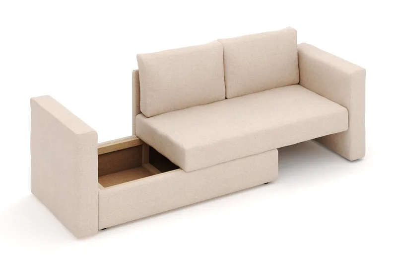 Alnaryd 2-3-sits Bäddsoffa med Fällbart Armstöd - Beige - Möbler - Soffa - Bäddsoffa