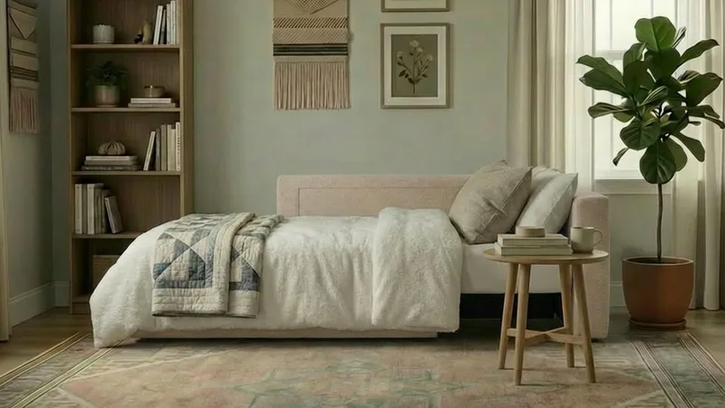 Alnaryd 2-3-sits Bäddsoffa med Fällbart Armstöd - Beige - Möbler - Soffa - Bäddsoffa