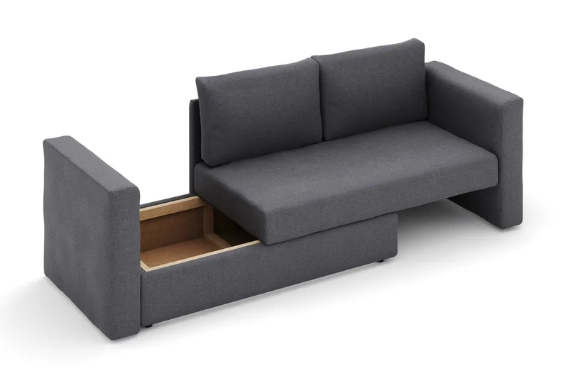 Alnaryd 2-3-sits Bäddsoffa med Fällbart Armstöd - Grå - Möbler - Soffa - Bäddsoffa