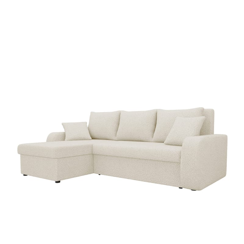 Alvared 3-sits Vänstervänd L-formad Divansoffa med Förvaring i Bouclé, Offwhite