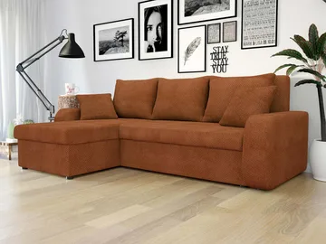 Alvared 3-sits Vänstervänd L-formad Divansoffa med Förvaring i Bouclé - Rostbrun - Möbler - Soffa - Divansoffor & schäslongsoffa