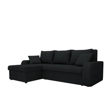 Alvared 3-sits Vänstervänd L-formad Divansoffa med Förvaring i Bouclé - Svart - Möbler - Soffa - Divansoffor & schäslongsoffa