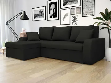 Alvared 3-sits Vänstervänd L-formad Divansoffa med Förvaring i Bouclé - Svart - Möbler - Soffa - Divansoffor & schäslongsoffa