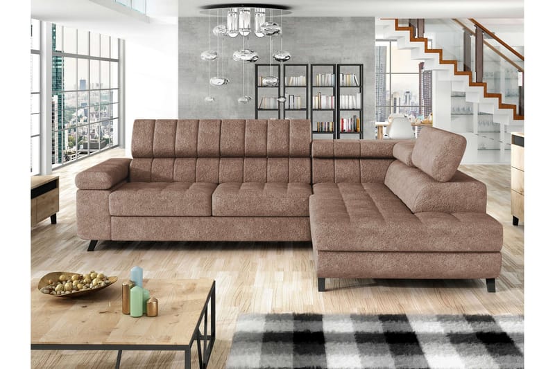 Amshyttan Bäddsoffa m. Schäslong 3-sits - Brun - Möbler - Soffa - Bäddsoffa