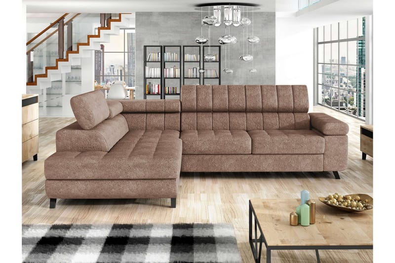 Amshyttan Bäddsoffa m. Schäslong 3-sits - Brun - Möbler - Soffa - Bäddsoffa