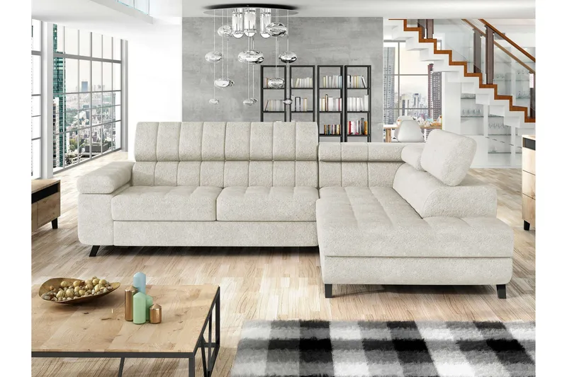 Amshyttan Bäddsoffa m. Schäslong 3-sits, Grå