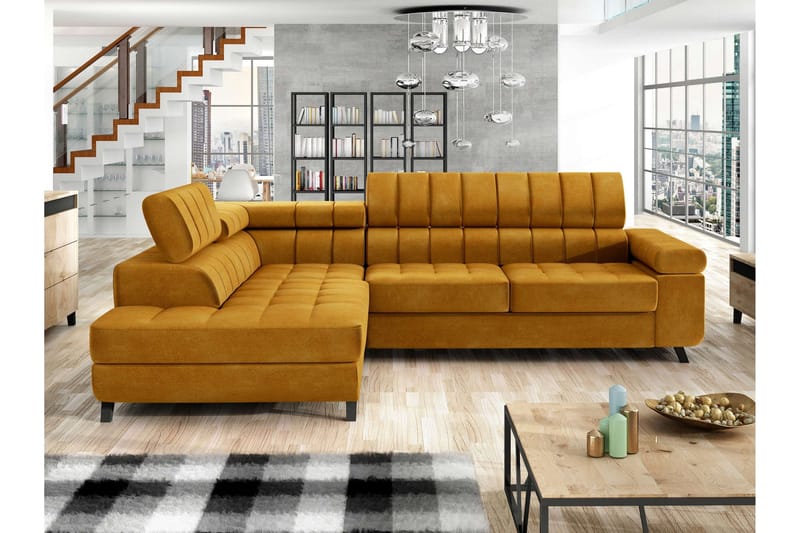 Amshyttan Bäddsoffa m. Schäslong 3-sits - Grå/Grön - Möbler - Soffa - Bäddsoffa