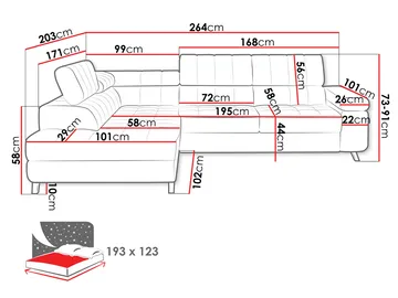 Amshyttan Bäddsoffa med Schäslong 4-sits - Blå - Möbler - Soffa - Bäddsoffa