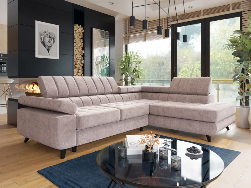 Amshyttan Bäddsoffa med Schäslong 4-sits - Rosa - Möbler - Soffa - Bäddsoffa
