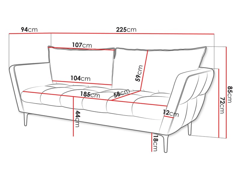 Ancienne 3-sits Soffa - senapsgul - Möbler - Soffa - 2 sits soffa