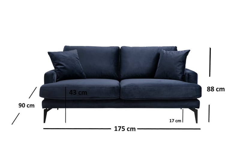 Andary 2-Sits Soffa - Blå - 2 sits soffa