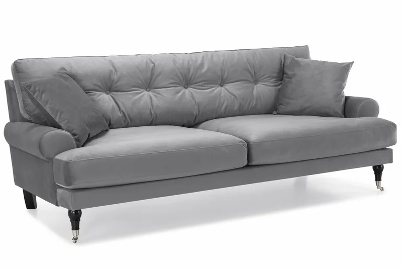 Andrew 3-sits Sammetssoffa - Ljusgrå - Möbler - Soffa - Sammetssoffa
