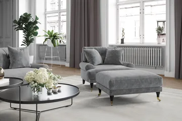 Andrew 3-sits Sammetssoffa - Ljusgrå - Möbler - Soffa - Sammetssoffa
