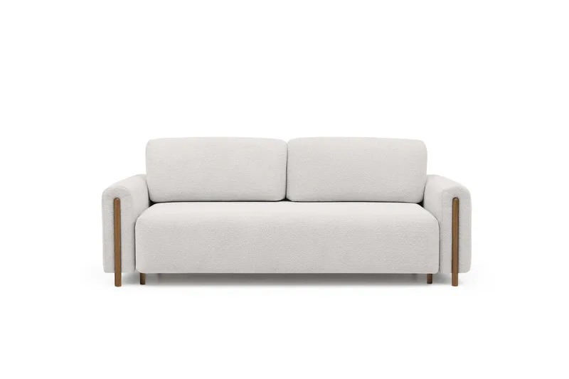 Arcadova 3-sits Soffa med Rundade Armstöd i Bouclé, Vit