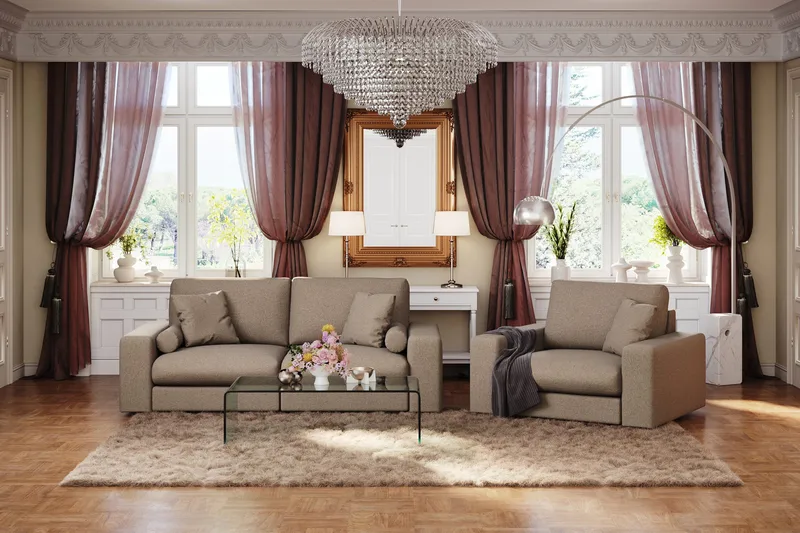 Arken Lyx 3-sits Djup Soffa i Tyg - Brun - Möbler - Soffa - 3 sits soffa