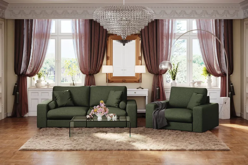 Arken Lyx 3-sits Djup Soffa i Tyg - Grön - Möbler - Soffa - 3 sits soffa