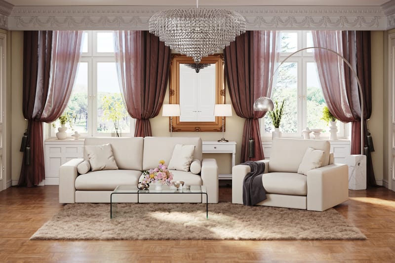 Arken Lyx 3-sits Djup Soffa i Tyg - Ljusbeige - Möbler - Soffa - 3 sits soffa