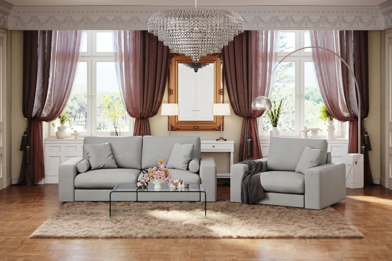 Arken Lyx 3-sits Djup Soffa i Tyg - Ljusgrå - Möbler - Soffa - 3 sits soffa