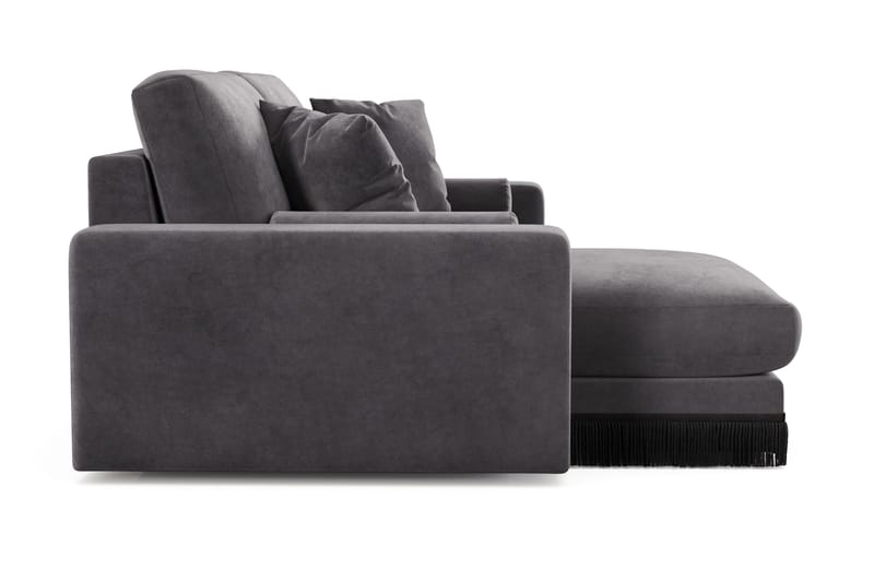 Arken Lyx 3-sits Vändbar L-formad Djup Divansoffa i Sammet - Mörkgrå - Möbler - Soffa - Divansoffor & schäslongsoffa