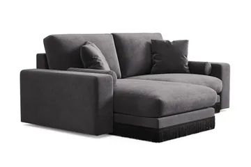 Arken Lyx 3-sits Vändbar L-formad Djup Divansoffa i Sammet - Mörkgrå - Möbler - Soffa - Divansoffor & schäslongsoffa