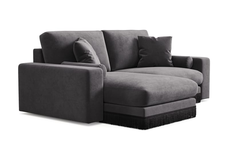 Arken Lyx 3-sits Vändbar L-formad Djup Divansoffa i Sammet - Mörkgrå - Möbler - Soffa - Divansoffor & schäslongsoffa