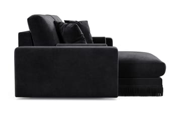 Arken Lyx 3-sits Vändbar L-formad Djup Divansoffa i Sammet - Svart - Möbler - Soffa - Divansoffor & schäslongsoffa