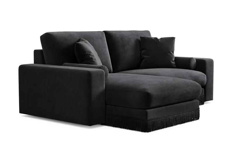 Arken Lyx 3-sits Vändbar L-formad Djup Divansoffa i Sammet - Svart - Möbler - Soffa - Divansoffor & schäslongsoffa