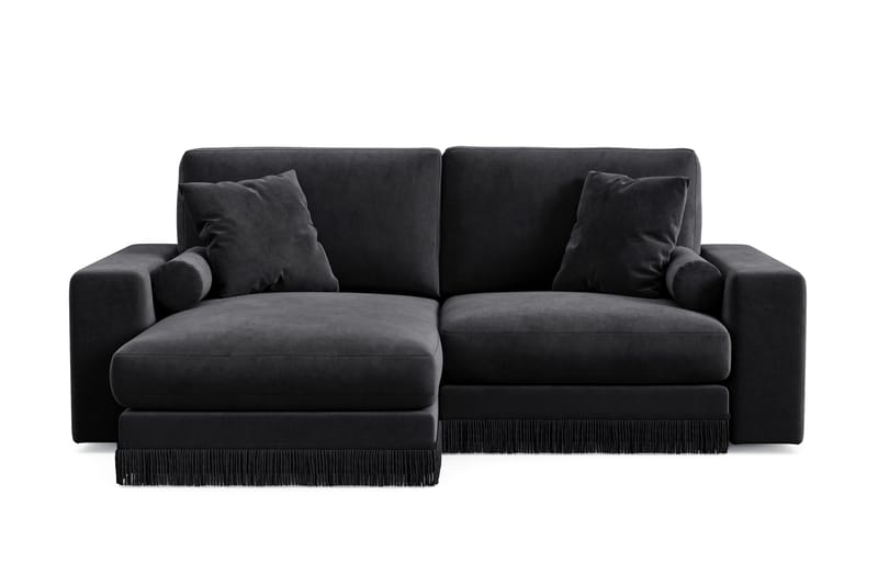 Arken Lyx 3-sits Vändbar L-formad Djup Divansoffa i Sammet - Svart - Möbler - Soffa - Divansoffor & schäslongsoffa