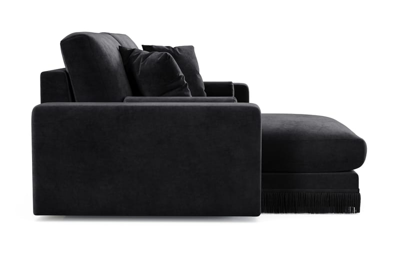 Arken Lyx 3-sits Vändbar L-formad Djup Divansoffa i Sammet - Svart - Möbler - Soffa - Divansoffor & schäslongsoffa