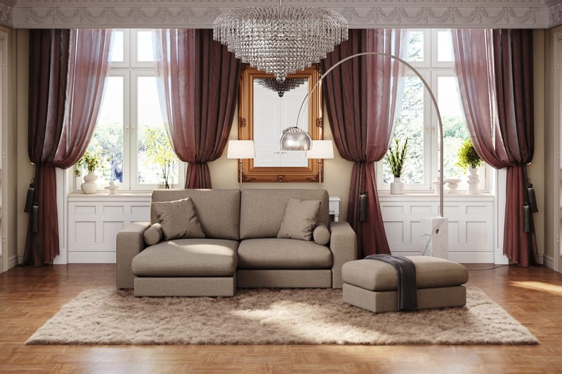 Arken Lyx 3-sits Vändbar L-formad Djup Divansoffa i Tyg - Brun - Möbler - Soffa - Divansoffor & schäslongsoffa