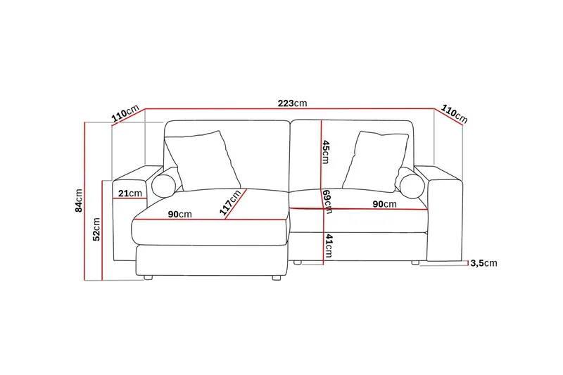 Arken Lyx 3-sits Vändbar L-formad Djup Divansoffa i Tyg - Grön - Möbler - Soffa - Divansoffor & schäslongsoffa