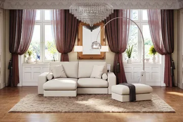 Arken Lyx 3-sits Vändbar L-formad Djup Divansoffa i Tyg - Ljusbeige - Möbler - Soffa - Divansoffor & schäslongsoffa