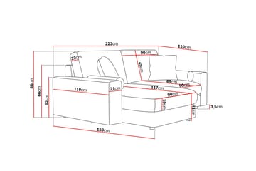 Arken Lyx 3-sits Vändbar L-formad Djup Divansoffa i Tyg - Ljusgrå - Möbler - Soffa - Divansoffor & schäslongsoffa