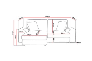 Arken Lyx 3-sits Vändbar L-formad Djup Divansoffa i Tyg - Ljusgrå - Möbler - Soffa - Divansoffor & schäslongsoffa
