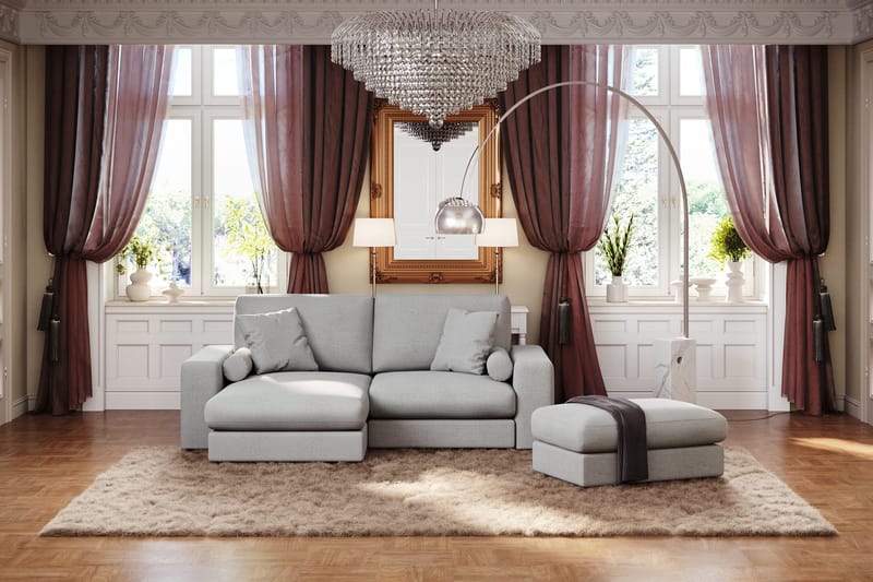 Arken Lyx 3-sits Vändbar L-formad Djup Divansoffa i Tyg - Ljusgrå - Möbler - Soffa - Divansoffor & schäslongsoffa