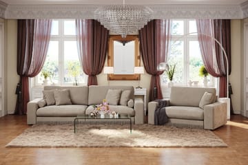 Arken Lyx 4-sits Djup Sammetssoffa - Beige - Möbler - Soffa - Sammetssoffa