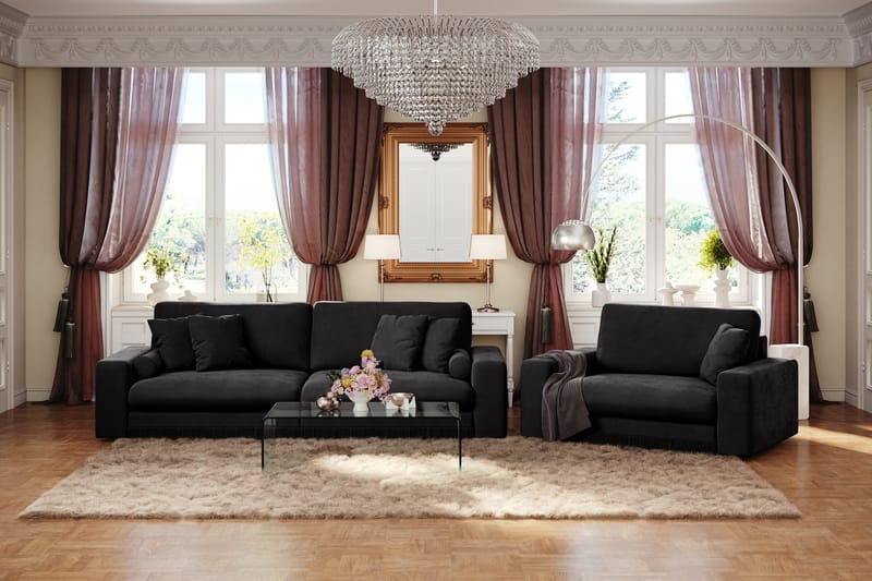 Arken Lyx 4-sits Djup Sammetssoffa - Svart - Möbler - Soffa - Sammetssoffa