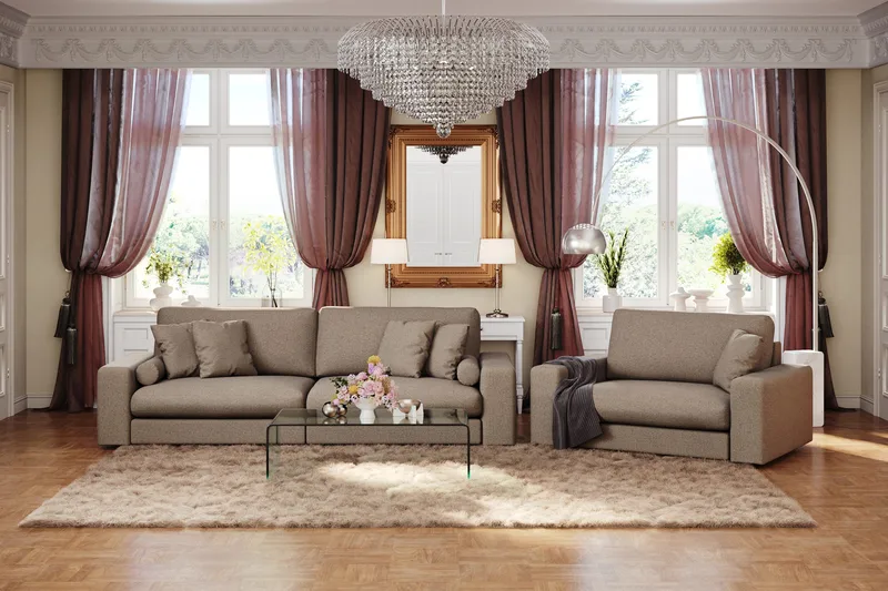 Arken Lyx 4-sits Djup Soffa i Tyg - Brun - Möbler - Soffa - 4 sits soffa