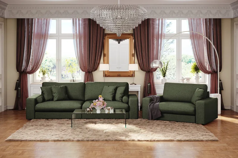 Arken Lyx 4-sits Djup Soffa i Tyg - Grön - Möbler - Soffa - 4 sits soffa