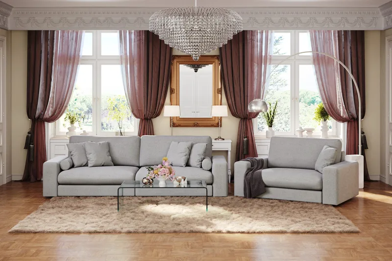 Arken Lyx 4-sits Djup Soffa i Tyg - Ljusgrå - Möbler - Soffa - 4 sits soffa