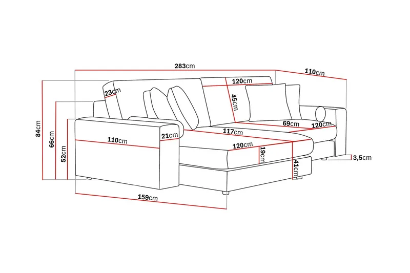 Arken Lyx 4-sits Vändbar L-formad Djup Divansoffa i Sammet - Mörkgrå - Möbler - Soffa - Divansoffor & schäslongsoffa