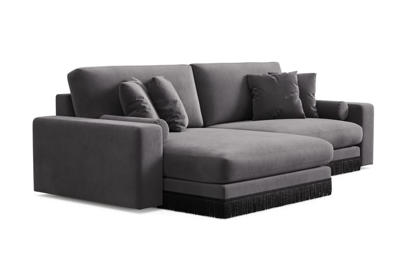 Arken Lyx 4-sits Vändbar L-formad Djup Divansoffa i Sammet - Mörkgrå - Möbler - Soffa - Divansoffor & schäslongsoffa