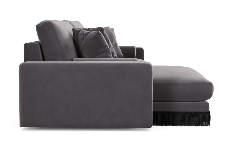 Arken Lyx 4-sits Vändbar L-formad Djup Divansoffa i Sammet - Mörkgrå - Möbler - Soffa - Divansoffor & schäslongsoffa