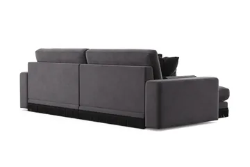 Arken Lyx 4-sits Vändbar L-formad Djup Divansoffa i Sammet - Mörkgrå - Möbler - Soffa - Divansoffor & schäslongsoffa