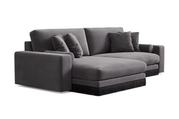 Arken Lyx 4-sits Vändbar L-formad Djup Divansoffa i Sammet - Mörkgrå - Möbler - Soffa - Divansoffor & schäslongsoffa