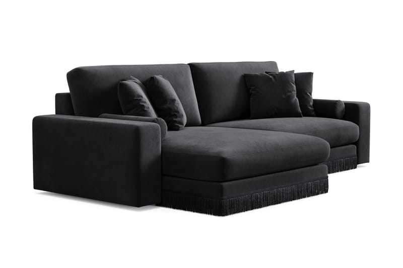 Arken Lyx 4-sits Vändbar L-formad Djup Divansoffa i Sammet - Svart - Möbler - Soffa - Divansoffor & schäslongsoffa