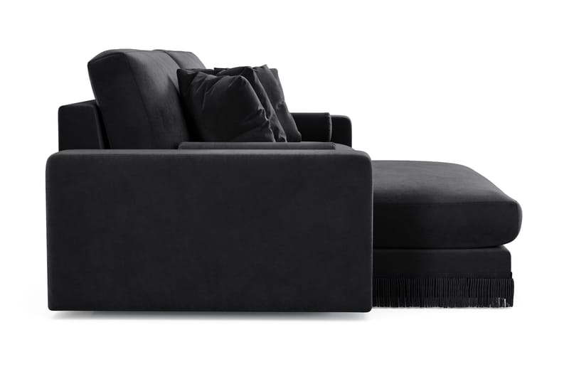 Arken Lyx 4-sits Vändbar L-formad Djup Divansoffa i Sammet - Svart - Möbler - Soffa - Divansoffor & schäslongsoffa