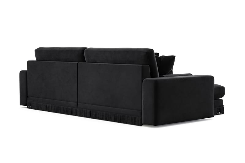 Arken Lyx 4-sits Vändbar L-formad Djup Divansoffa i Sammet - Svart - Möbler - Soffa - Divansoffor & schäslongsoffa